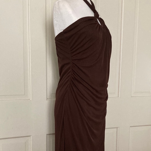 Boston Proper Brown Shirred Overlay Jumpsuit NEW Size 14 - Picture 4 of 16